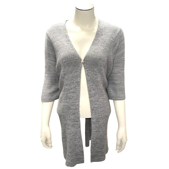 APT9 Medium Gray Cardigan Open Front Lightweight Knit Drape Street Style BOHO - Picture 2 of 11